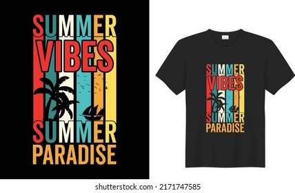 summer t-shirt design template for prints t shirt fashion clothing poster, tote bag, mug and merchandise
