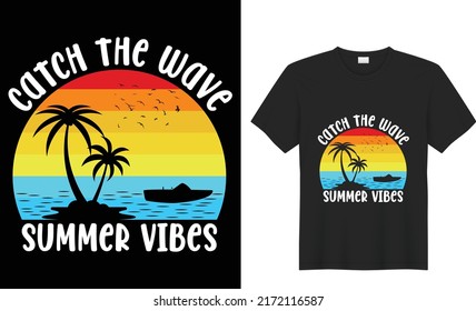 summer t-shirt design template for prints t shirt fashion clothing poster, tote bag, mug and merchandise
