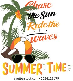 Summer t-shirt design vector art illustration.