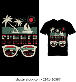 Summer T-Shirt Design - Vector graphic typographic poster. Vintage, label, badge, logo, icon or t-shirt.Summer T-shirt, Vintage T-Shirt,Beach T shirt, Trendy Beach T shirt ,Trendy Shirts, Summer Shirt