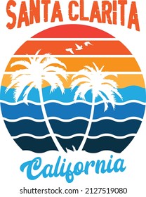 Summer T-Shirt Design Vector, Santa Clarita California 