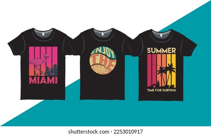 Summer T-shirt Design Vector Set