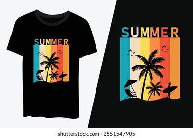 Summer t-shirt design, Summer vibes t-shirt, summer surfing t-shirt design 