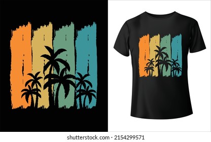 Summer t-shirt design, summer vintage t-shirt design, summer beach t-shirt template color, T-shirt design 