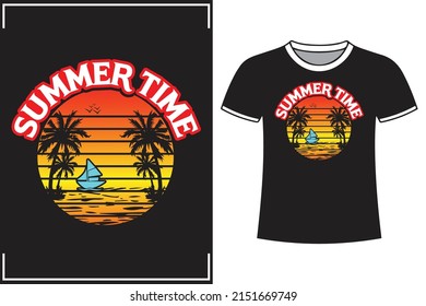 Summer t-shirt design vintage retro Premium Vector for printing