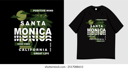 Summer t-shirt graphic design ready to print. Typography style, retro, Vibes holiday at the beach, sea, palm trees and sunset, nature, tropical, paradise. Vector illustration.