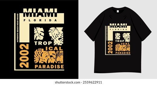 Summer t-shirt graphic design ready to print. Typography style, retro, Beach vacation vibes, sea, silhouette, palm trees and sunset, nature, tropical, paradise. Vector illustration.