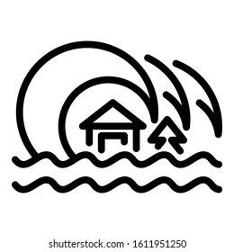 Summer tsunami icon. Outline summer tsunami vector icon for web design isolated on white background