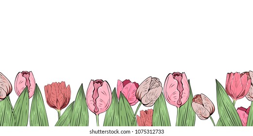 Summer tulips post card, vector