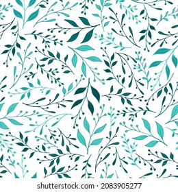 Summer twig seamless pattern vector. Rustic berry plants wallpaper. Fabric fashion print. Natural grass twig branches pattern background. Small fruit wallpaper.