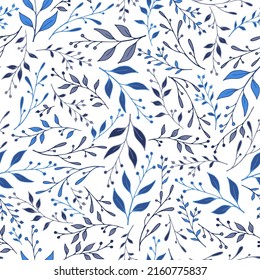 Summer twig seamless pattern vector. Abstract berries and foliage wallpaper. Textile graphic design. Organic stalk twig branches pattern illustration. Mistletoe wallpaper.