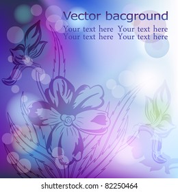 Summer twilight background with violet flower silhouette