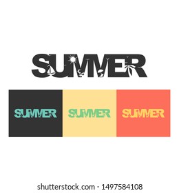 Summer type font design with negative space style vector illustration.