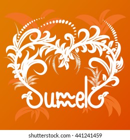 Summer typographic design. Hand drawn lettering elements. Summer lettering. Summer background. Vector illustration