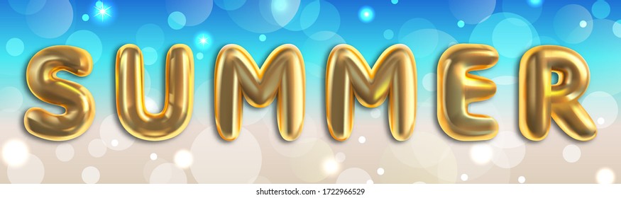 Summer Typographic Design, Summertime Poster, Golden Lettering