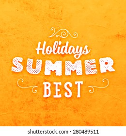 Summer Typographic Poster. Paper Texture Background.