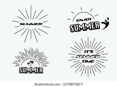 Summer typographic with sun, sea and beach in retro style