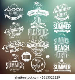 Summer Typographical Labels, for Poster and Stickers