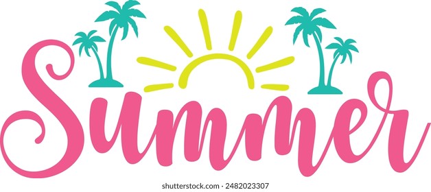 Diseño del arte del Clip de la tipografía del verano en el fondo aislado blanco liso transparente para el signo, la calcomanía, la tarjeta, la camisa, la sudadera, la sudadera, la ropa, la etiqueta, la taza, el icono, el póster o la insignia