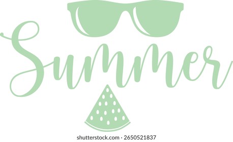 Summer typography clip art design on plain white transparent isolated background for sign, decal, card, shirt, hoodie, sweatshirt, apparel, tag, mug, icon, poster or badge