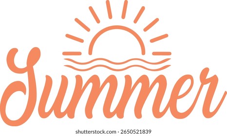 Summer typography clip art design on plain white transparent isolated background for sign, decal, card, shirt, hoodie, sweatshirt, apparel, tag, mug, icon, poster or badge