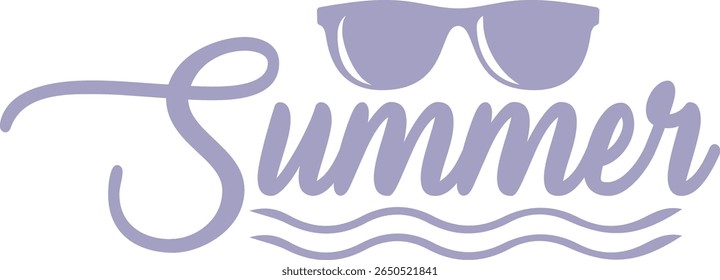 Summer typography clip art design on plain white transparent isolated background for sign, decal, card, shirt, hoodie, sweatshirt, apparel, tag, mug, icon, poster or badge