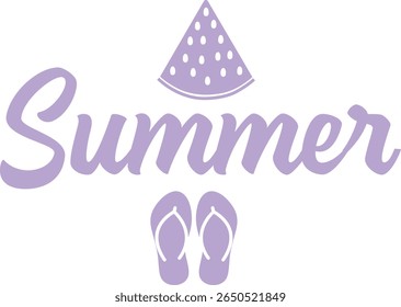 Summer typography clip art design on plain white transparent isolated background for sign, decal, card, shirt, hoodie, sweatshirt, apparel, tag, mug, icon, poster or badge