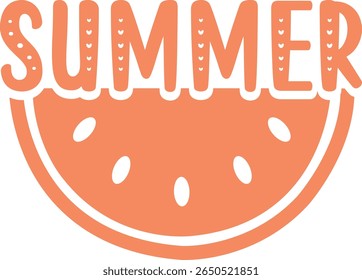 Summer typography clip art design on plain white transparent isolated background for sign, decal, card, shirt, hoodie, sweatshirt, apparel, tag, mug, icon, poster or badge