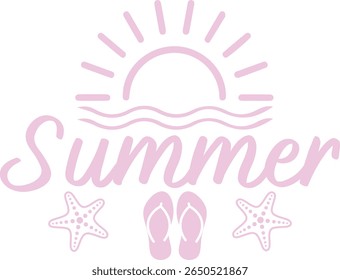 Summer typography clip art design on plain white transparent isolated background for sign, decal, card, shirt, hoodie, sweatshirt, apparel, tag, mug, icon, poster or badge
