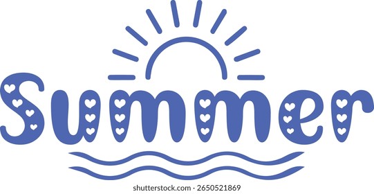 Summer typography clip art design on plain white transparent isolated background for sign, decal, card, shirt, hoodie, sweatshirt, apparel, tag, mug, icon, poster or badge
