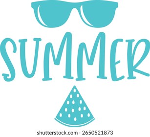 Summer typography clip art design on plain white transparent isolated background for sign, decal, card, shirt, hoodie, sweatshirt, apparel, tag, mug, icon, poster or badge