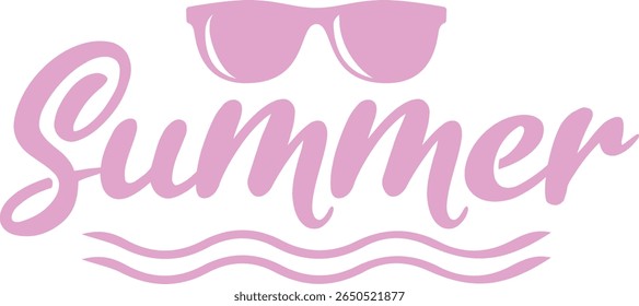 Summer typography clip art design on plain white transparent isolated background for sign, decal, card, shirt, hoodie, sweatshirt, apparel, tag, mug, icon, poster or badge