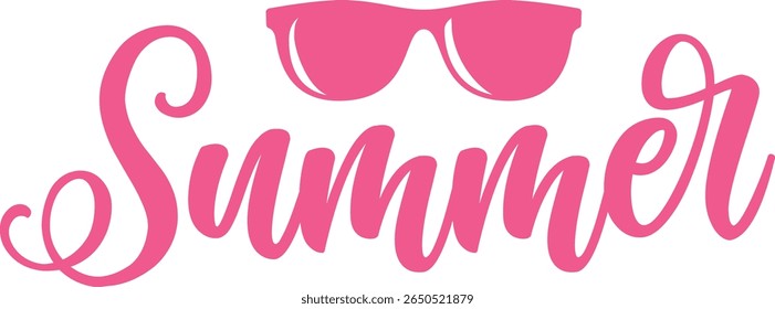 Summer typography clip art design on plain white transparent isolated background for sign, decal, card, shirt, hoodie, sweatshirt, apparel, tag, mug, icon, poster or badge
