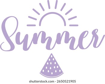 Summer typography clip art design on plain white transparent isolated background for sign, decal, card, shirt, hoodie, sweatshirt, apparel, tag, mug, icon, poster or badge