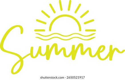 Summer typography clip art design on plain white transparent isolated background for sign, decal, card, shirt, hoodie, sweatshirt, apparel, tag, mug, icon, poster or badge