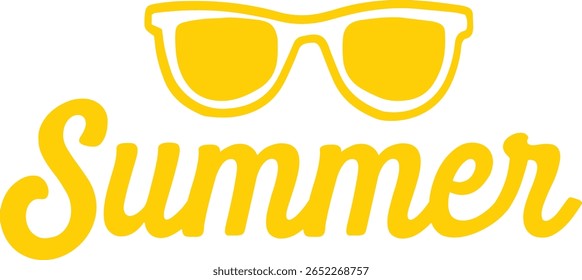 Summer typography clip art design on plain white transparent isolated background for sign, decal, card, shirt, hoodie, sweatshirt, apparel, tag, mug, icon, poster or badge
