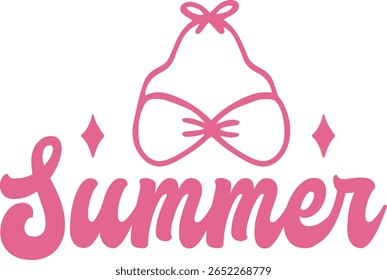 Summer typography clip art design on plain white transparent isolated background for sign, decal, card, shirt, hoodie, sweatshirt, apparel, tag, mug, icon, poster or badge