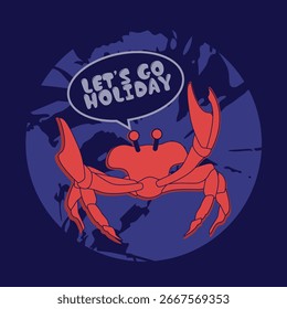 summer typography with a crab illustration. vector t-shirt graphics