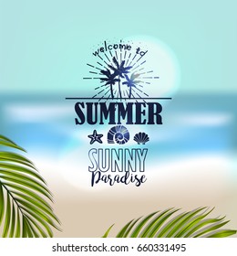 Summer Typography Design - Banner for summer sea side vacation or beach party