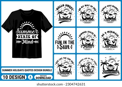 Summer Typography Design Bundle svg eps Files for Cutting Machines Cameo Cricut Summer inscription or lettering written with creative cursive font and decorated with hand drawn