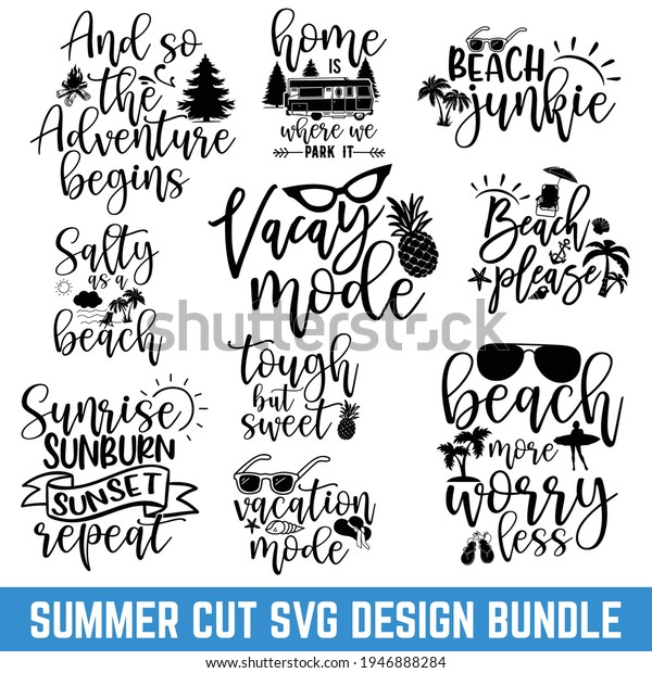 Download Summer Typography Design Bundle Svg Eps Stock Vector Royalty Free 1946888284