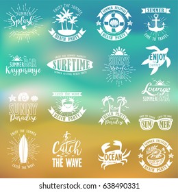 Summer Typography Design Collection - A set of sixteen vintage style Summer Designs on Tropical Beach Background