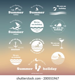 Summer Typography Design with Labels and Icons