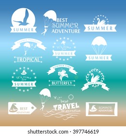 Summer typography designs. Summer logotypes set. 