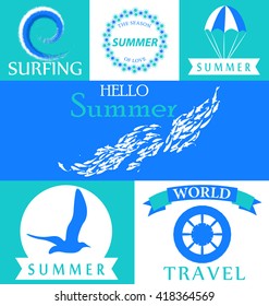 Summer typography designs. Summer logotypes set.