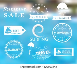 Summer typography designs. Summer logotypes set.