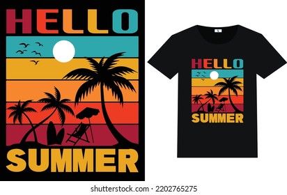 Typografía de verano y diseño gráfico de camisetas