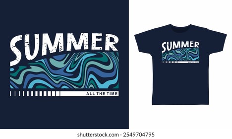 Summer Typography with Line Art Hand Drawn vector Tshirt Design