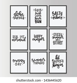 Summer typography poster set. Conceptual handwritten phrase T shirt hand lettered calligraphic design. Inspirational vector