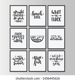 Summer typography poster set. Conceptual handwritten phrase T shirt hand lettered calligraphic design. Inspirational vector